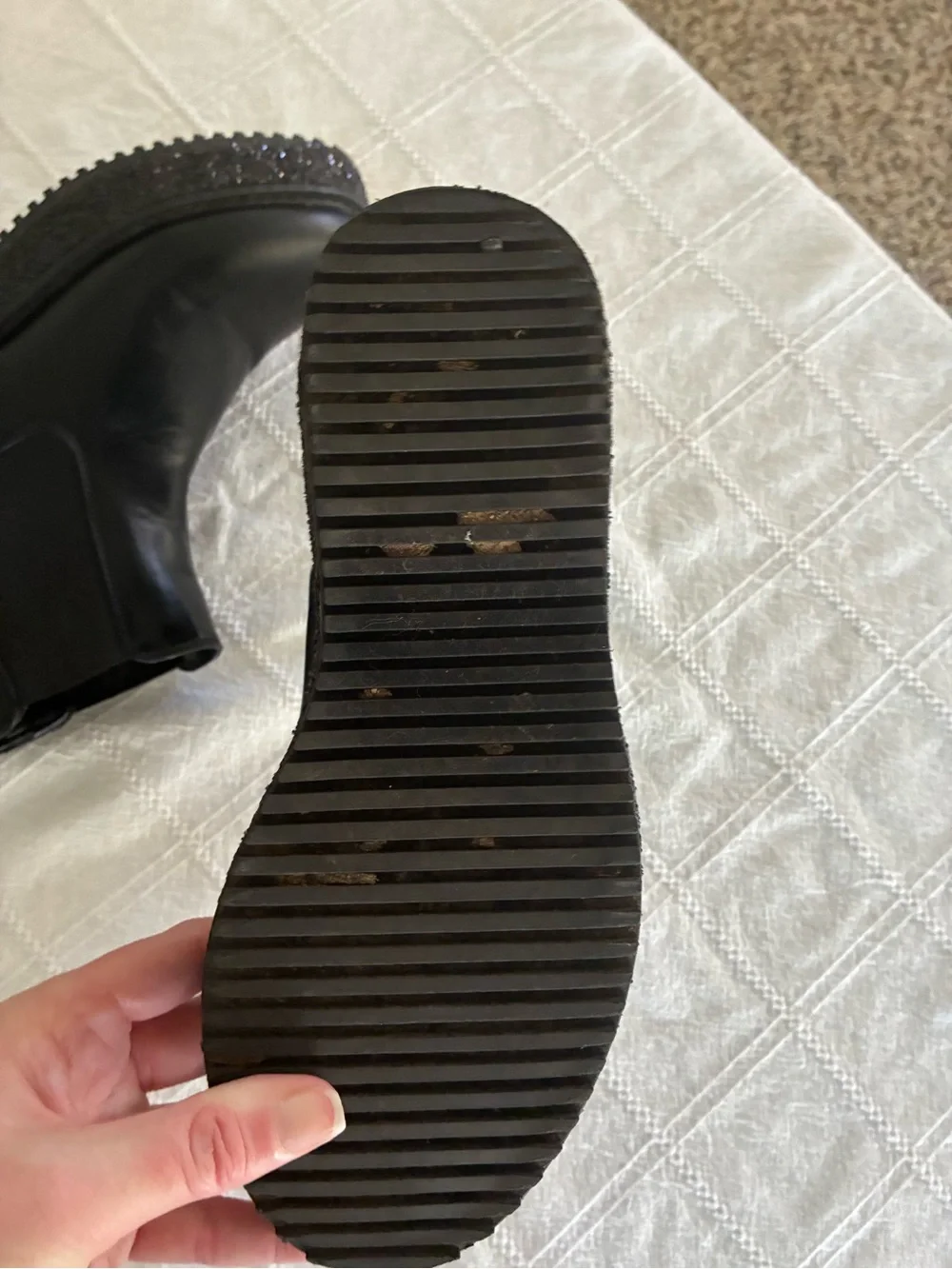 Steve Madden Kids' JHarper Glitter black platform Combat Boot Size 4